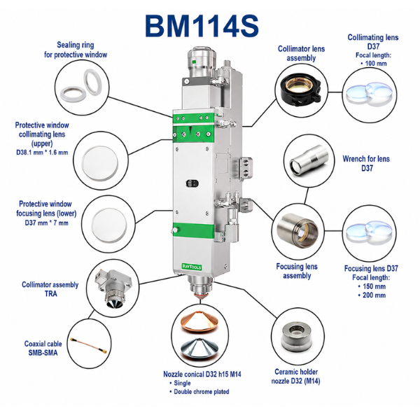 Consumables for laser cutting head BM114S Raytools®