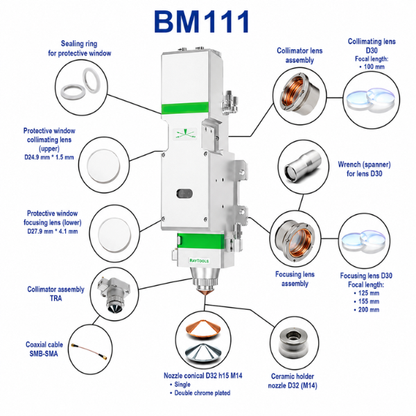 Consumables for laser cutting head BM111 Raytools®