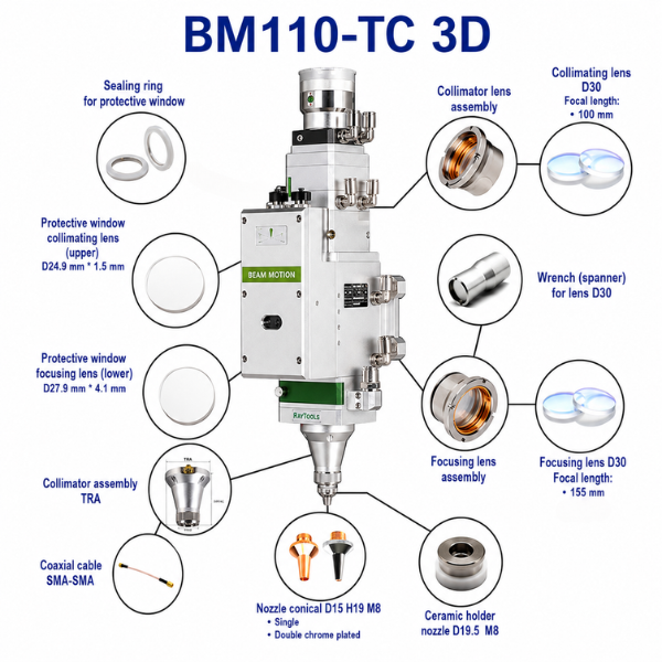 Consumables for laser cutting head BM110-TC 3D Raytools®